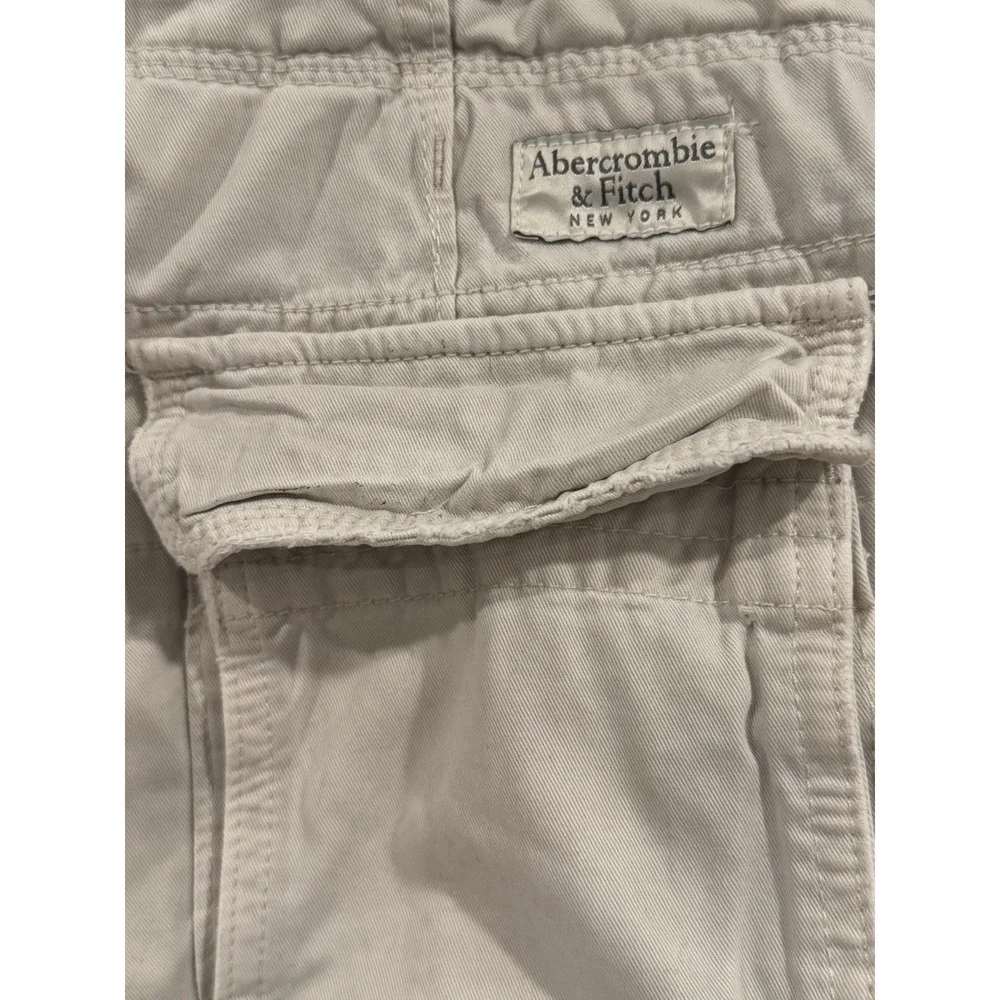 Abercrombie & Fitch Cargo Shorts Men 32 Beige Khaki Pocket Button Fly Drawstring